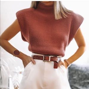 Zara shoulder pad knit sweater bloggers favorite